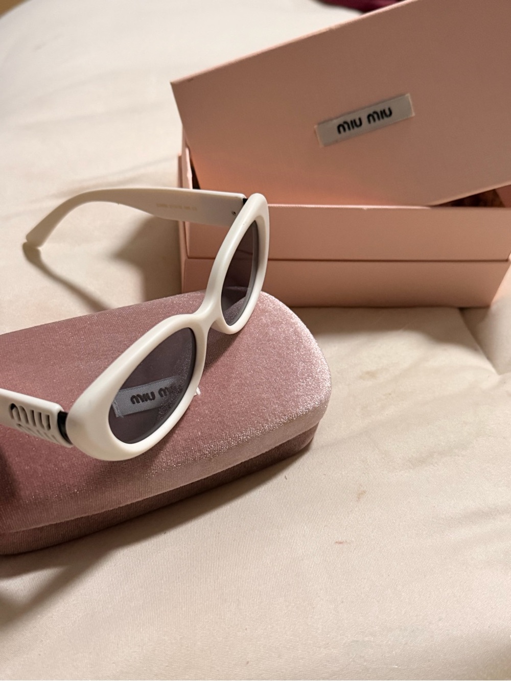 Miu Miu White Cat-Eye Sunglasses with Black Lenses - Picture 2 of 6